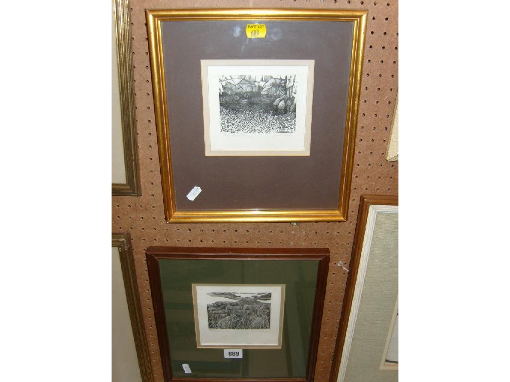 Appraisal: A pair of black and white etchings showing Sharp Tor