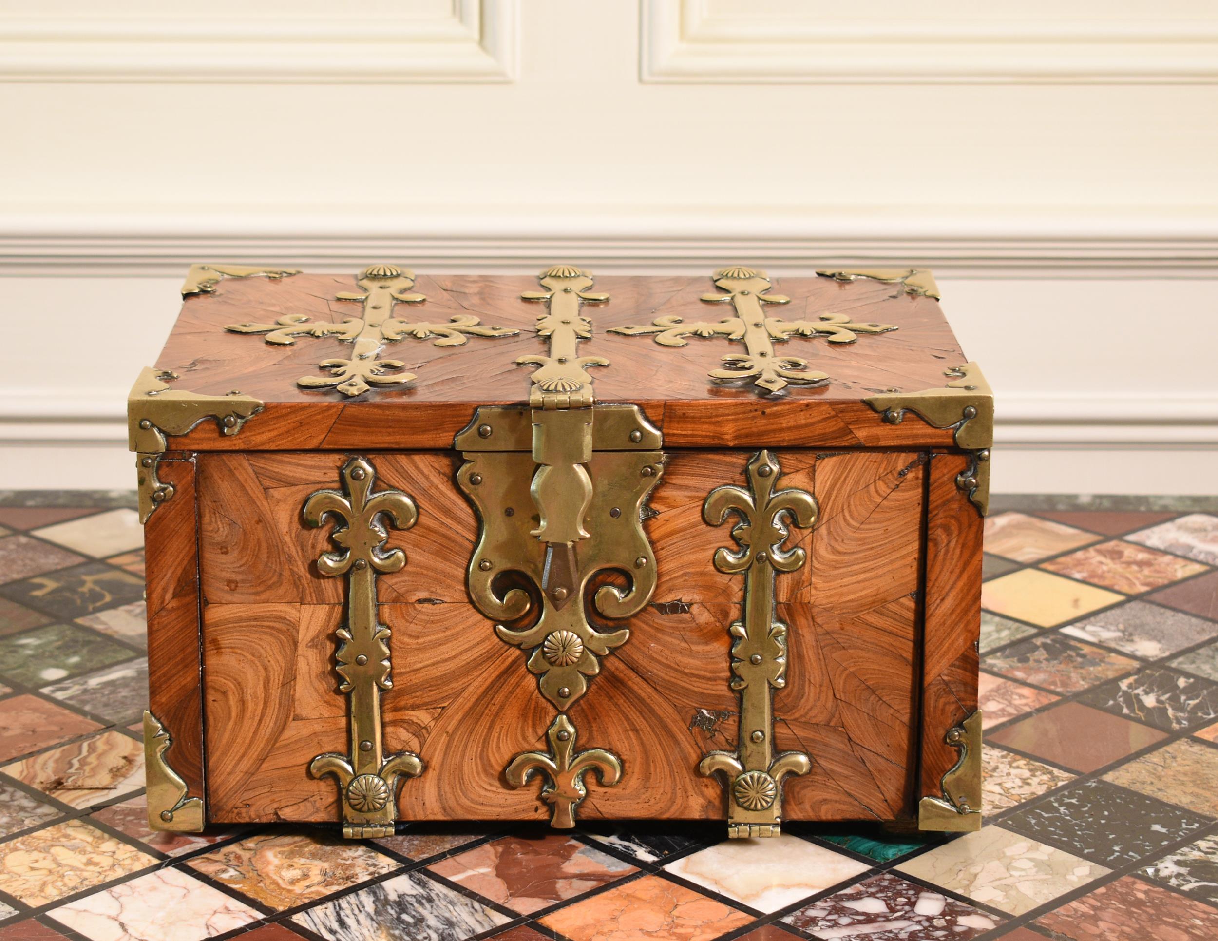 Appraisal: TH C ENGLISH TEA BOX Brass bound over an exotic