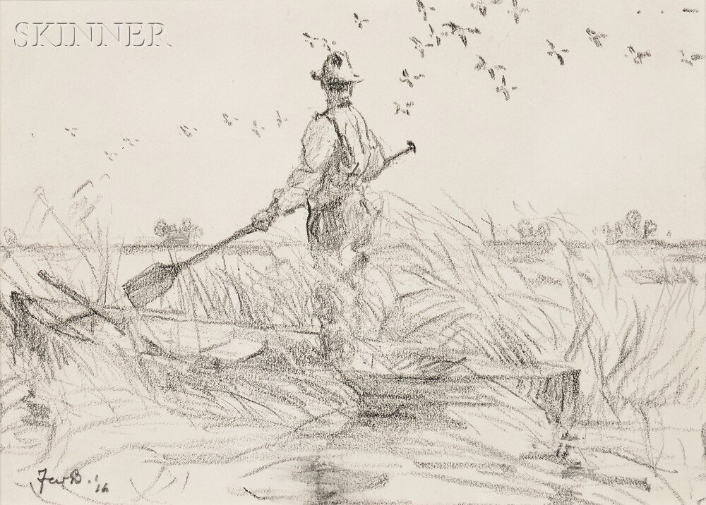 Appraisal: Frank Weston Benson American - Duck Hunter Watching a Flock