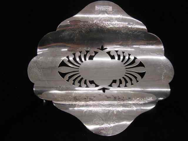 Appraisal: English Silverplate Bread Tray footed fine engraved floral circa ''