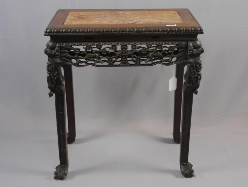 Appraisal: top rosewood elaborately carved floral design on sides and legs