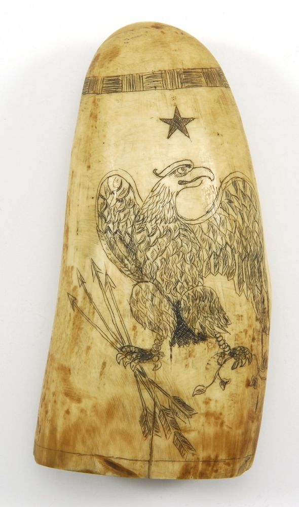 Appraisal: SCRIMSHAW WHALE'S TOOTH American th CenturyDepicting an American eagle on