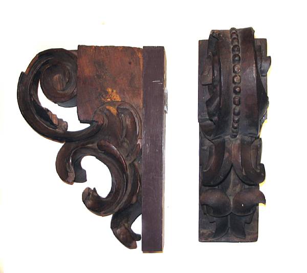 Appraisal: A pair of wood corbels th century height in length