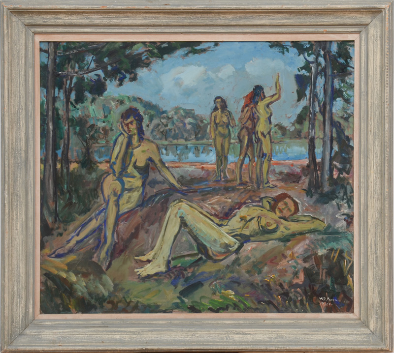 Appraisal: WILLIAM EMERSON BAUM - NUDES BATHING Oil on masonite signed