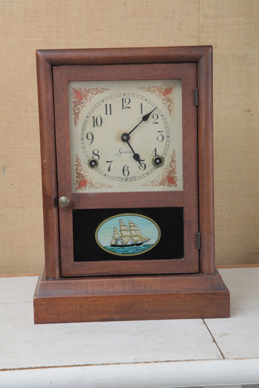 Appraisal: SESSIONS SHELF CLOCK Eight day time strike with brass works