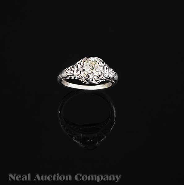 Appraisal: An Art Deco kt White Gold and Diamond Engagement Ring