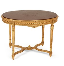 Appraisal: A LOUIS XVI STYLE GILT WOOD CENTRE TABLE The oval