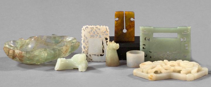 Appraisal: Eight-Piece Collection of Chinese Carved Hardstone and Jade comprised of