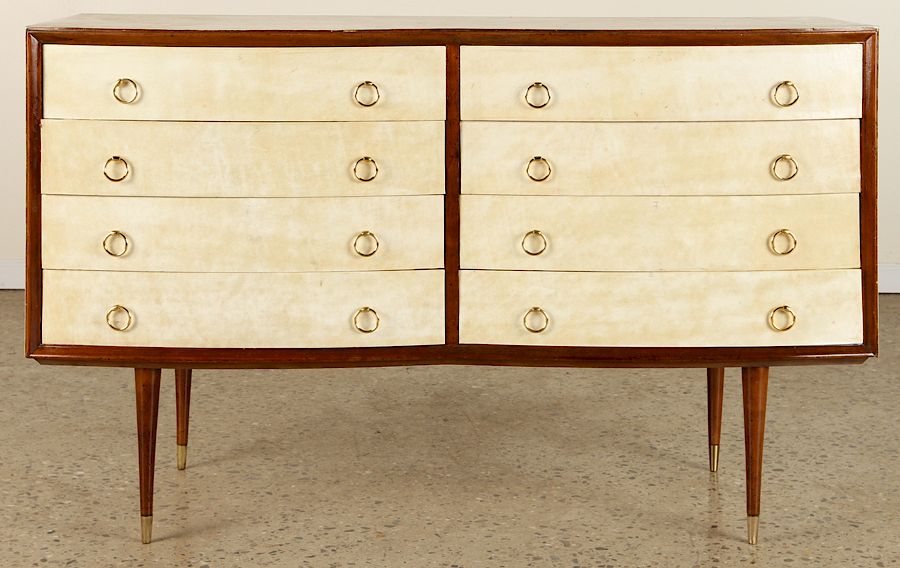 Appraisal: MID CENTURY MODERN EIGHT DRAWER DRESSER PARCHMENT C A mid