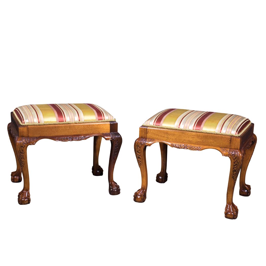 Appraisal: Pair of George III Style Mahogany Stools Height inches width