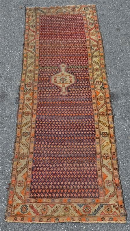 Appraisal: Antique Geometric Pattern Oriental Runner Antique Geometric Pattern Oriental Runner