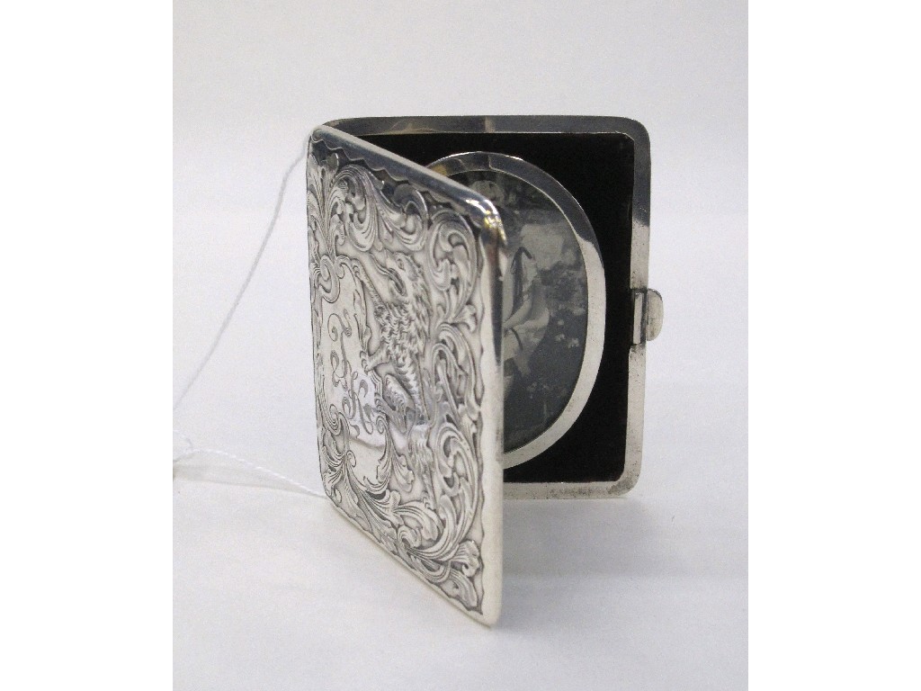 Appraisal: Sterling silver travel duet photo frame with lion decoration