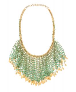 Appraisal: A Yellow Gold and Emerald Bead Fringe Necklace dwts A