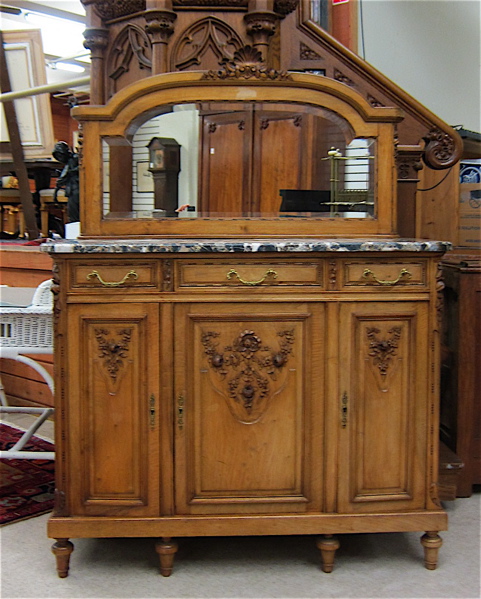 Appraisal: LOUIS XVI STYLE PETITE SIDEBOARD French c having a beveled