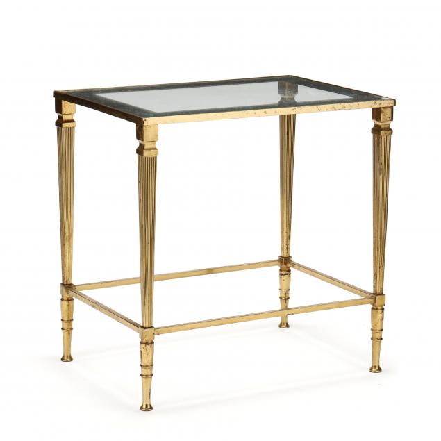 Appraisal: ITALIAN BRASS AND GLASS CHAIRSIDE LOW TABLE Late th century