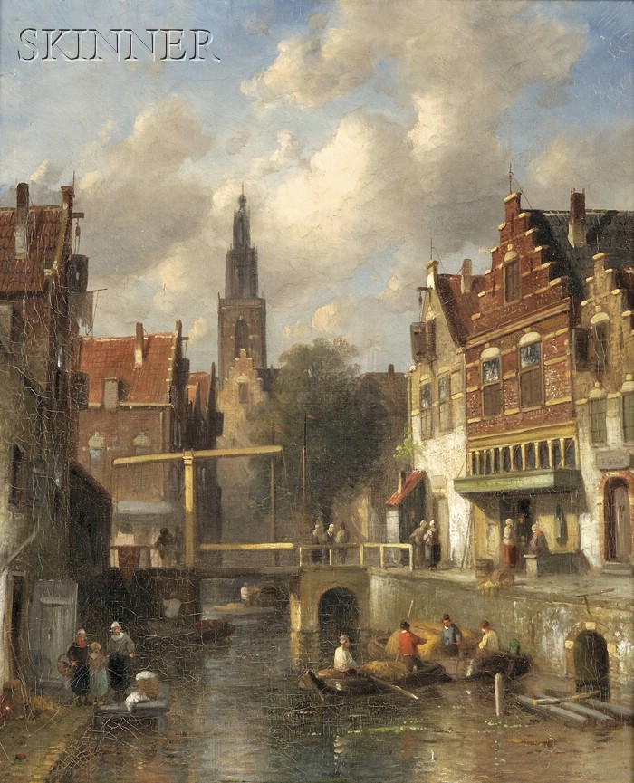 Appraisal: Attributed to Charles Henri Leickert Dutch - Canal View with