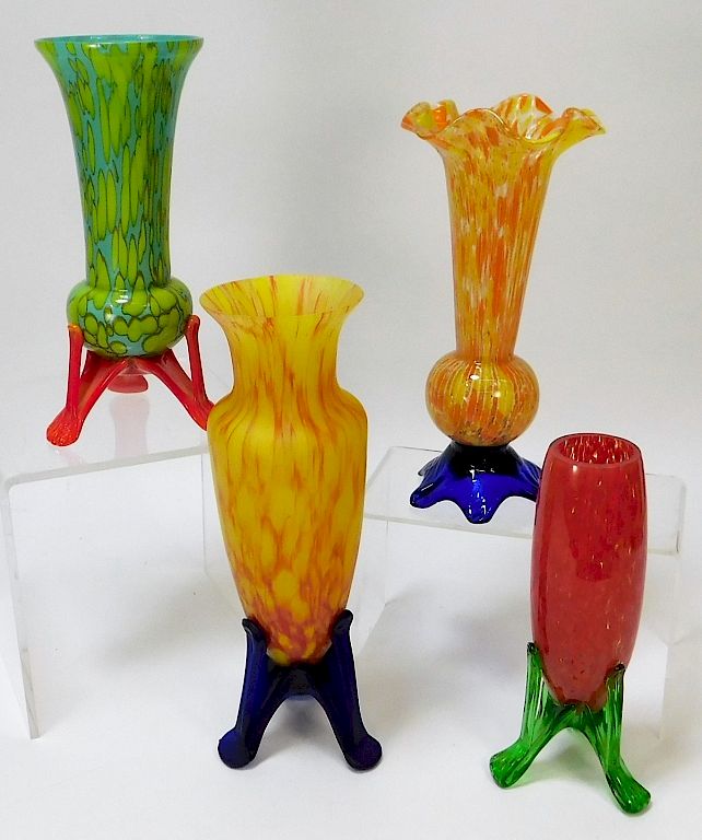 Appraisal: PC Welz Footed Bohemian Art Glass Vases Bohemia th Century