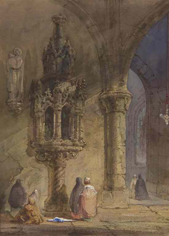 Appraisal: Samuel Prout British - Interior of a Cathedral watercolor and