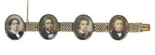 Appraisal: Mid th century painted portrait and k yellow gold bracelet