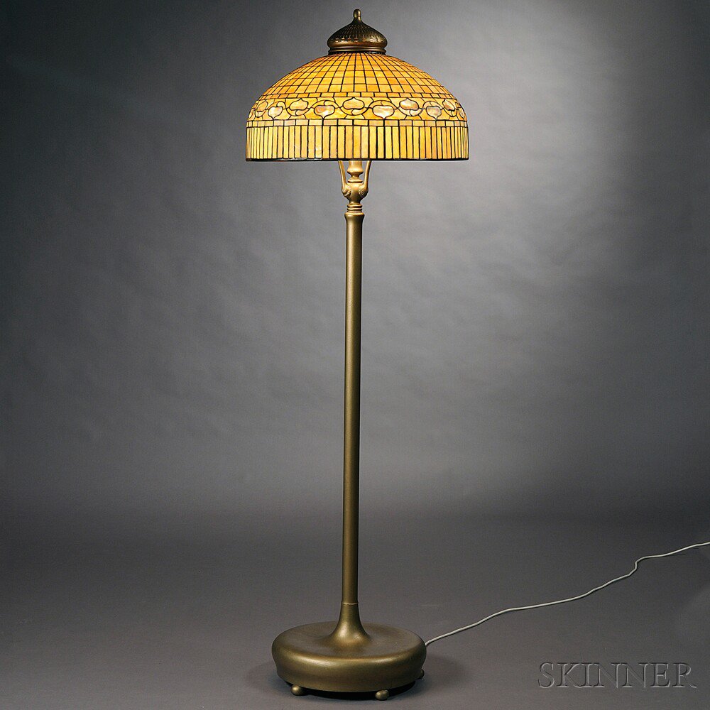 Appraisal: Floor Lamp Base Marked Tiffany Studios Mosaic glass painted metal