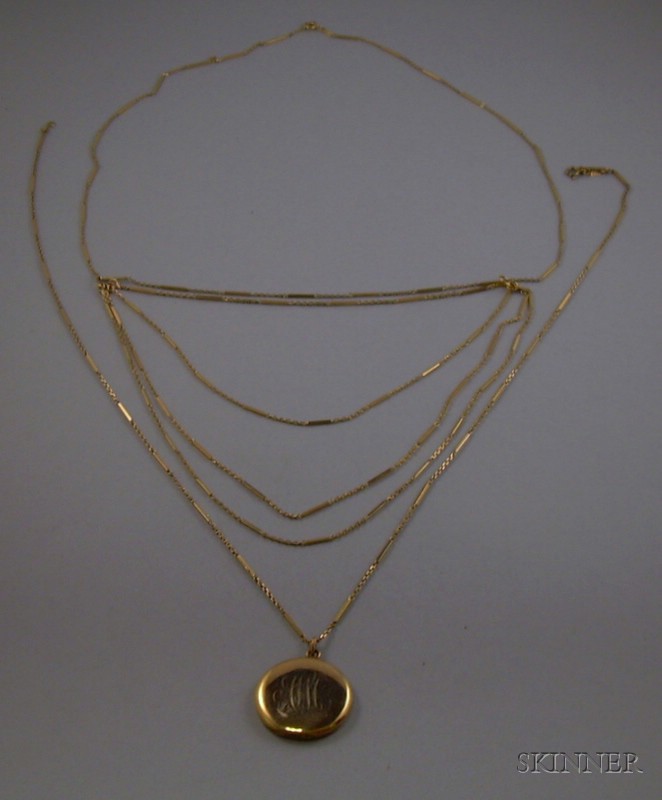 Appraisal: kt Gold Triple-Chain Necklace and an kt Gold Chain and