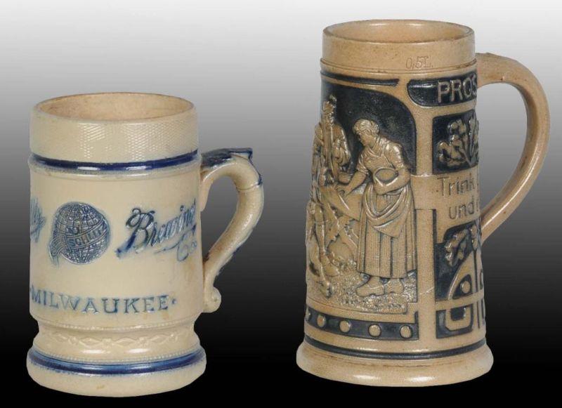 Appraisal: Lot of Stoneware Beer Mugs Description Includes one Schlitz of