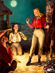 Appraisal: Arnold Armitage Cowgirl Campfireoil on canvas x in