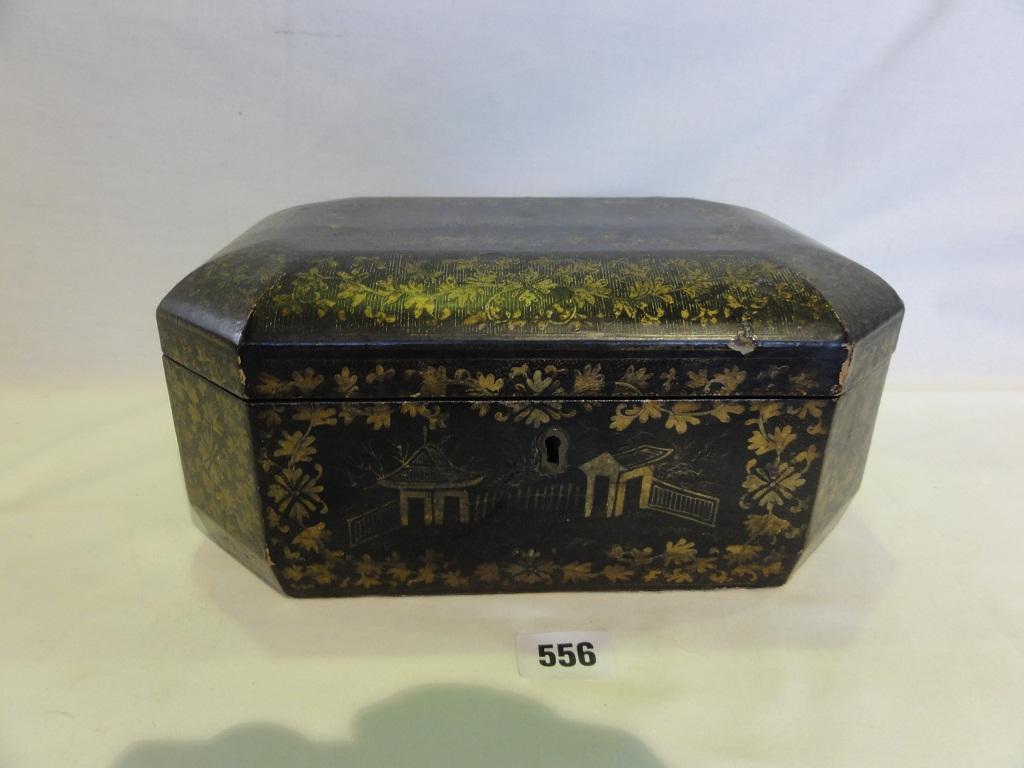 Appraisal: A black lacquered oriental trinket or jewellery box with an