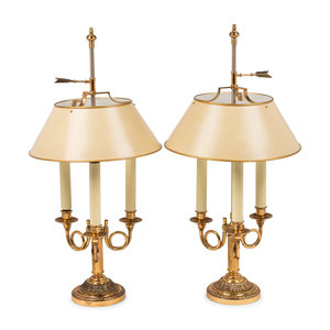 Appraisal: A Pair of Gilt Metal and T le Bouillotte Lamps