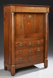 Appraisal: French Carved Walnut Ormolu Mounted Secretaire Aba French Carved Walnut