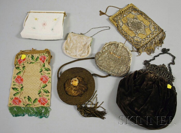 Appraisal: Seven Antique and Vintage Purses including two antique beaded purses