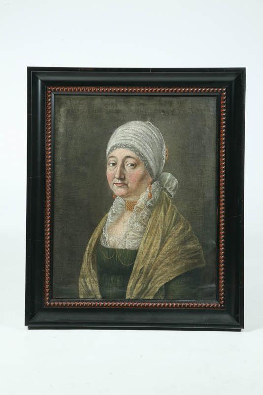 Appraisal: OIL ON CANVAS Half length portrait of a stately woman