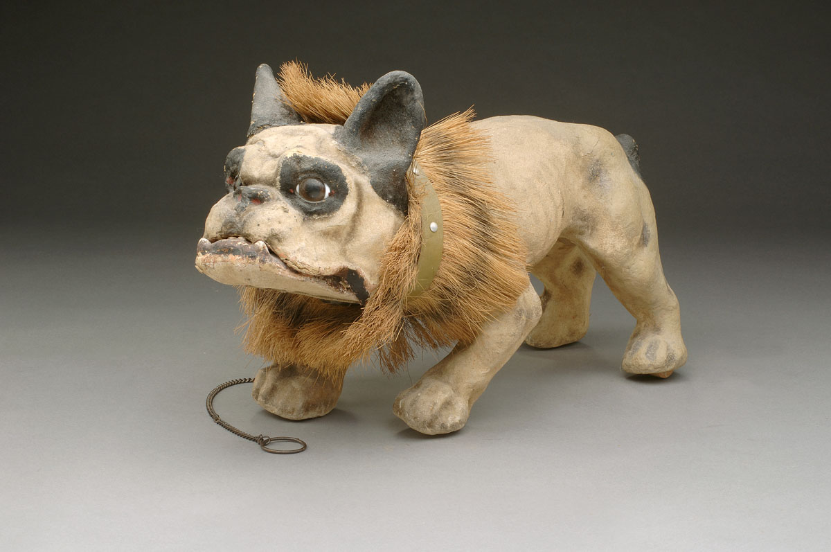 Appraisal: PAPIER MACHE PAINTED FIGURE OF A BULLDOG WITH MOVEABLE HEAD