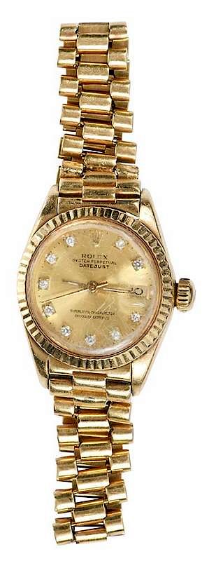 Appraisal: Rolex kt Watch mm case single cut diamond hour marks