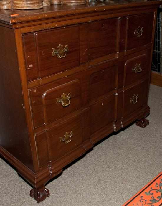 Appraisal: Chippendale style mahogany block-front chest in the Townsend Goddard manner