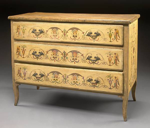 Appraisal: An Italian Neoclassical paint decorated commode late th century The