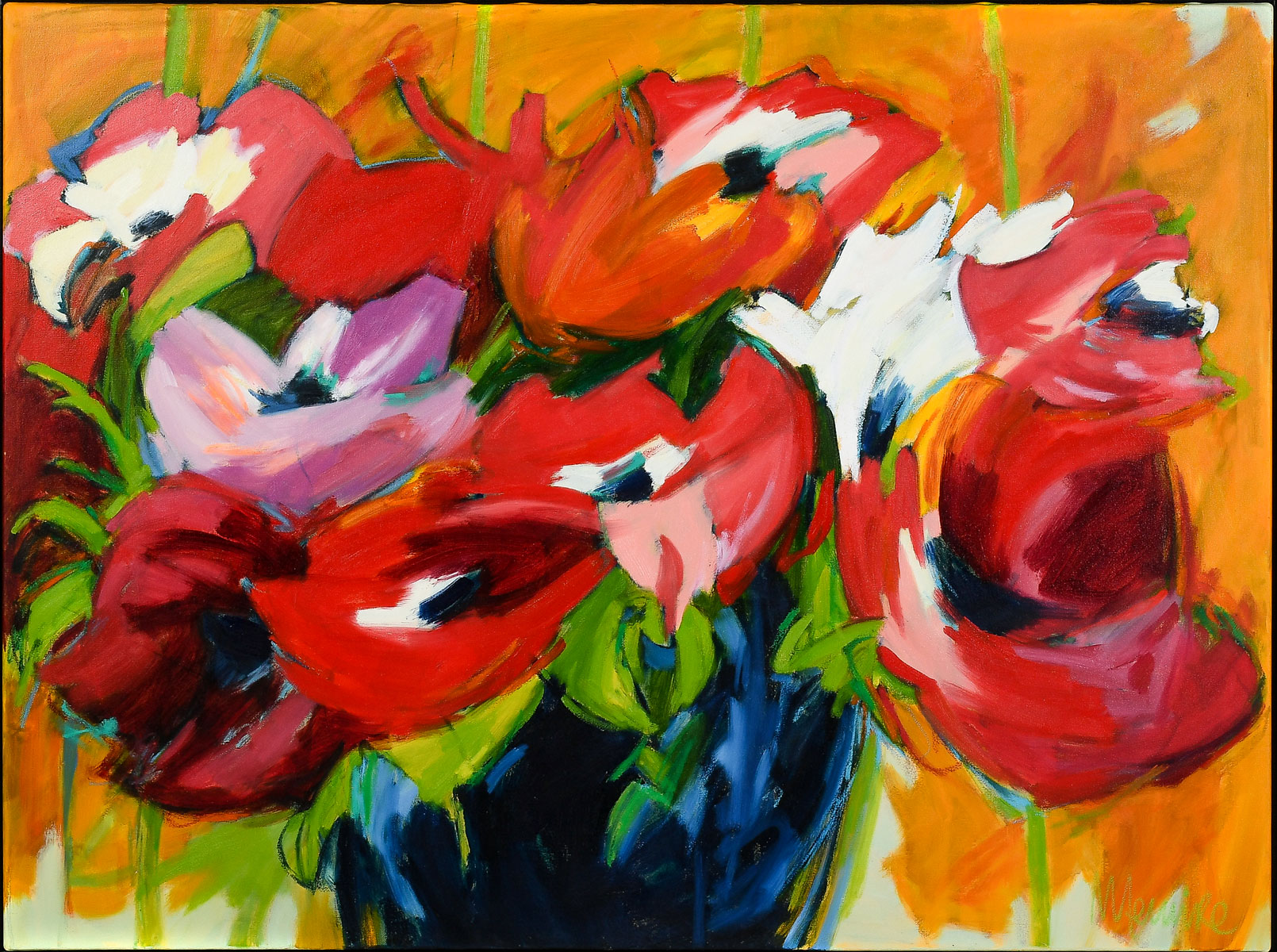 Appraisal: LEMIRE Madeleine Canadian b Anemones Oil Canvas '' x ''