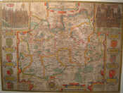 Appraisal: A framed th century John Speede map of Surrey x