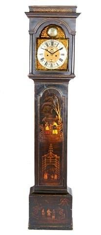 Appraisal: AN TH CENTURY EBONISED LONGCASE CLOCK with chinoiserie decoration the