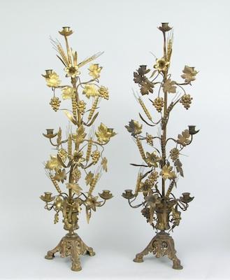 Appraisal: A Victorian Gilt Metal Candelabra Set With a fall harvest