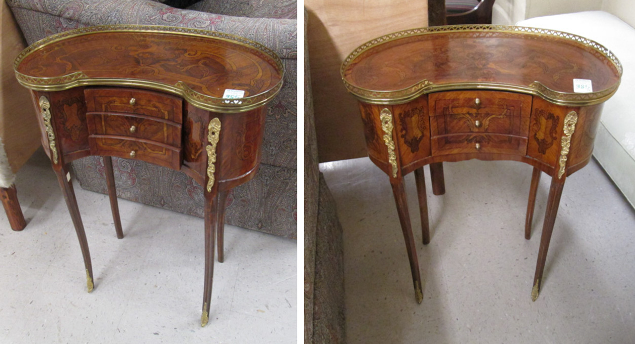 Appraisal: A PAIR OF LOUIS XV XVI STYLE TABLES EN CHIFFONIERE