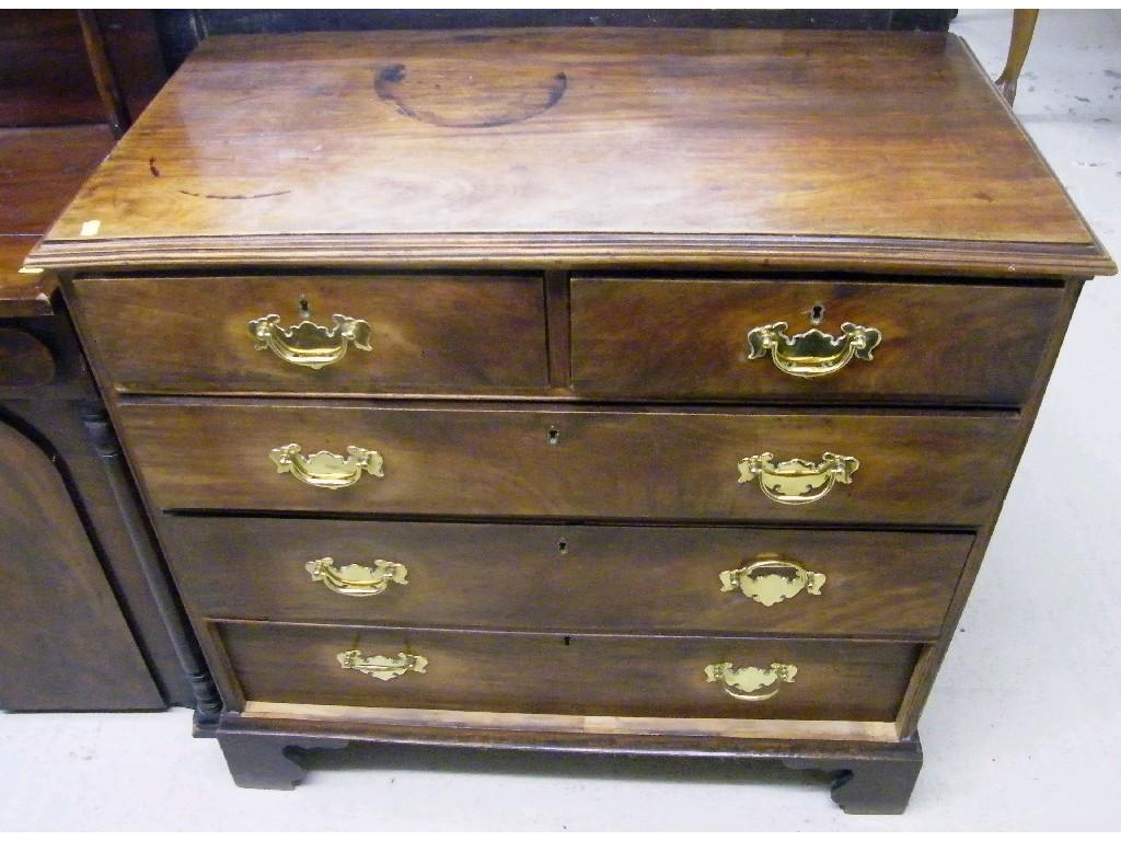 Appraisal: Small George III mahogany chest of drawers with two short