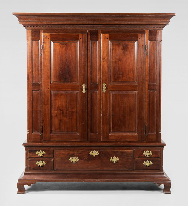 Appraisal: Fine Chippendale Walnut Schrank Pennsylvania possibly Chester or Lancaster County