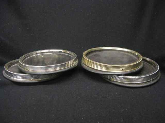 Appraisal: Set of Sterling Ebony Wine Coasters oval '' x ''