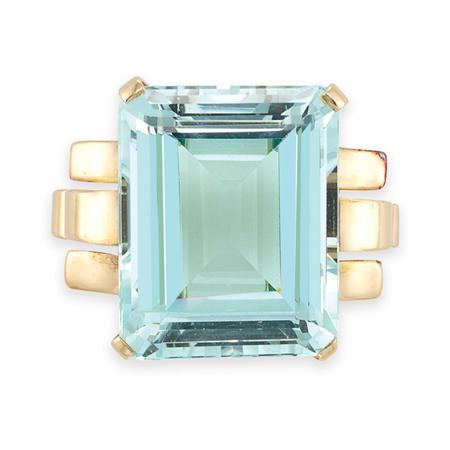 Appraisal: Gold and Aquamarine Ring Estimate -