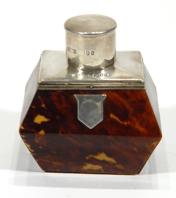 Appraisal: Rectangular Victorian tortoiseshell and silver mounted inkwell London cm high