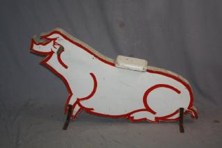 Appraisal: Vintage French painted wood carnival pig A vintage French kiddie