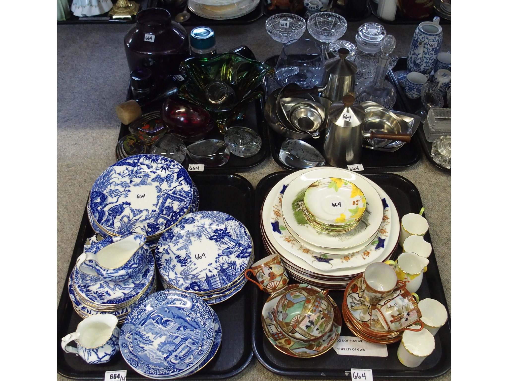 Appraisal: Four trays comprising blue and white plates marked Spode and