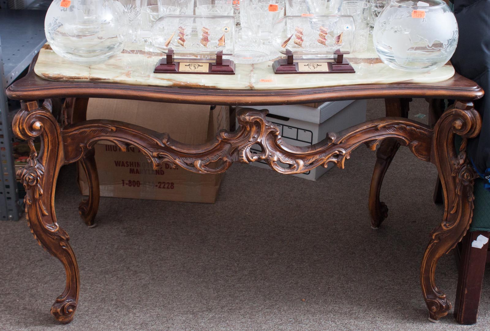 Appraisal: Marble top coffee table