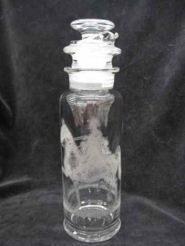 Appraisal: Heisey Glass ''Equestrian Silhouette''etched cocktail shaker '' excellent